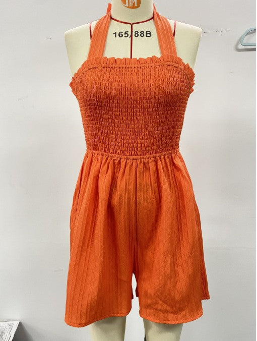 Damer Smaragdgrøn Jumpsuit med rynket overdel og brede shorts Stilla
