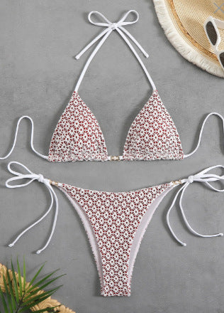 Dame Triangel-Bikini med fine volanger og elegante bindebånd Stilla