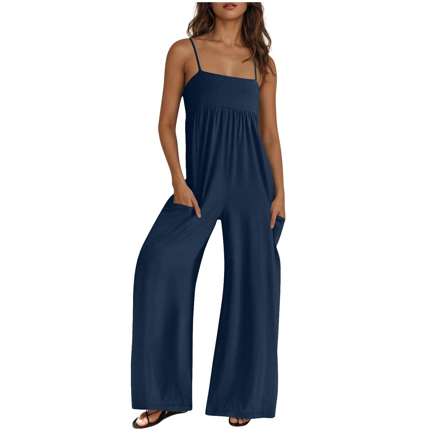 Dame elegant Jumpsuit med bred ben og praktiske lommer Stilla