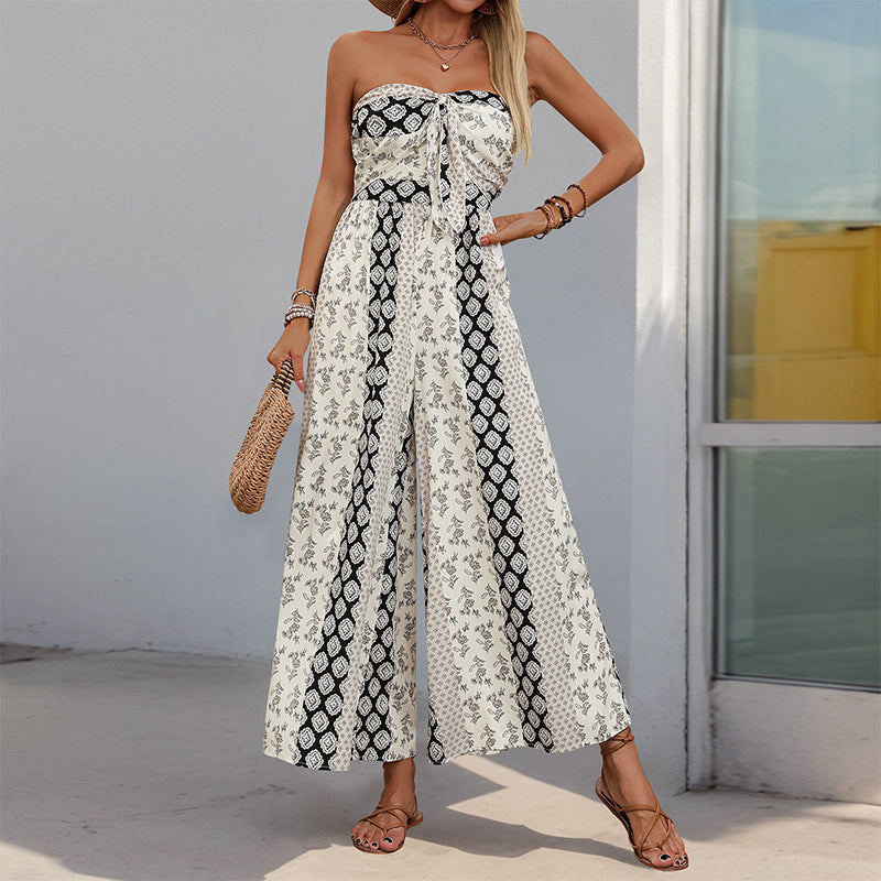 Femme Strapless Bohemian Trykt Jumpsuit Stilla