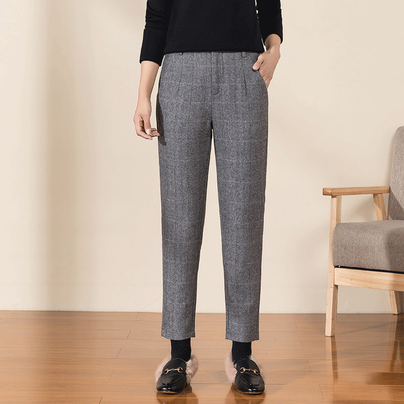 Dame elegant blyantsbukser med fine striber og høj talje Stilla