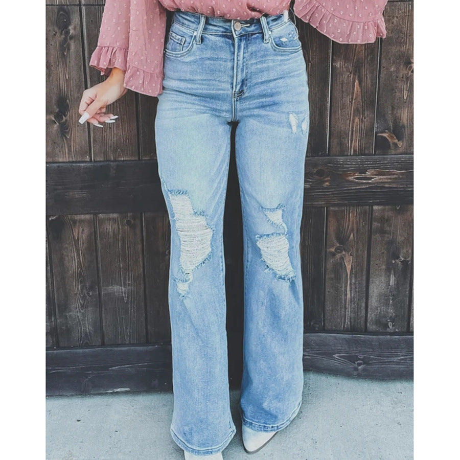 Dame Relaxed Fit Jeans med frayed detaljer og afslappet stil Stilla