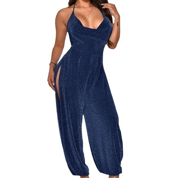 Dame Elegant Høj Slids Maxi Jumpsuit Stilla