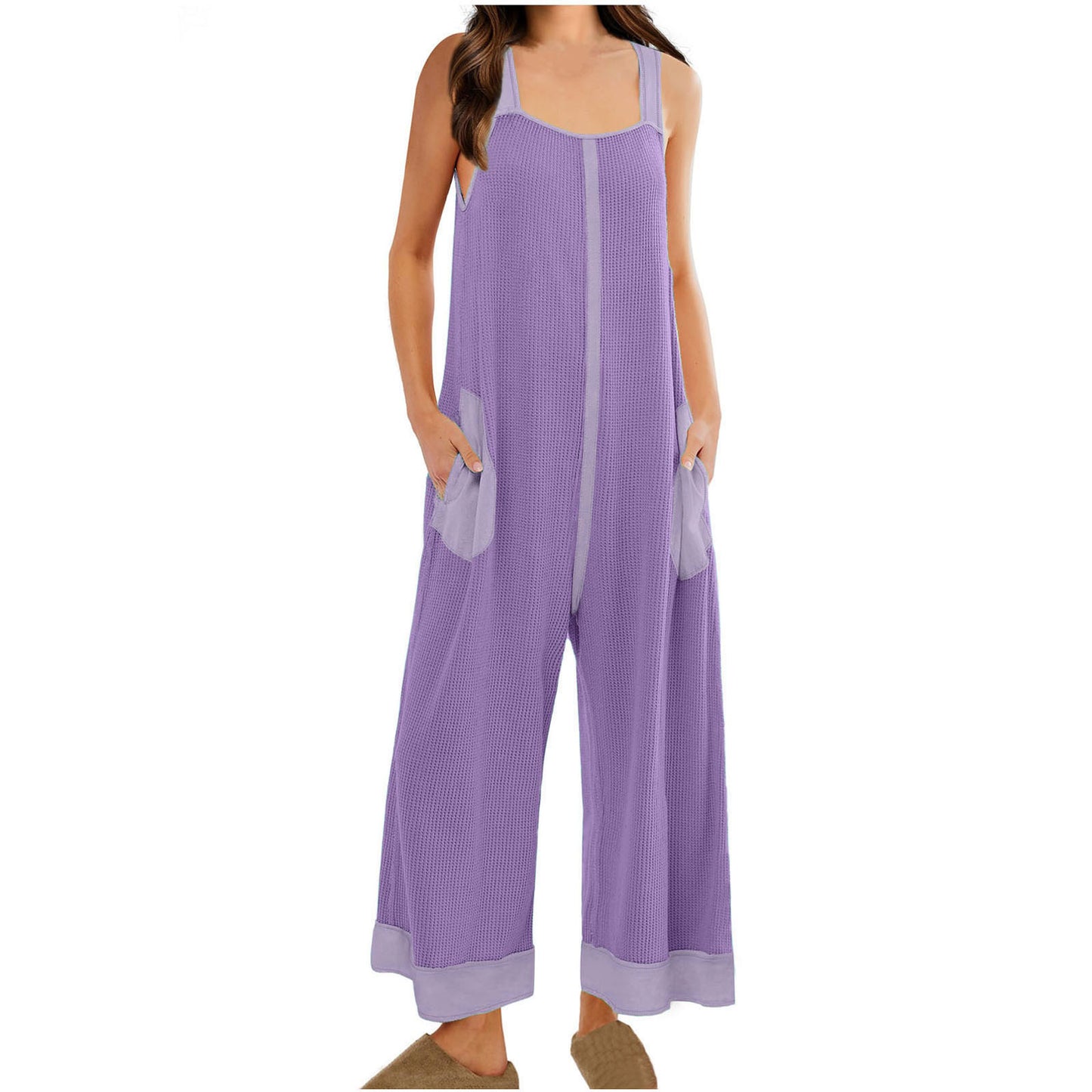 Dame afslappet Jumpsuit med sidelommer og bredt ben Stilla