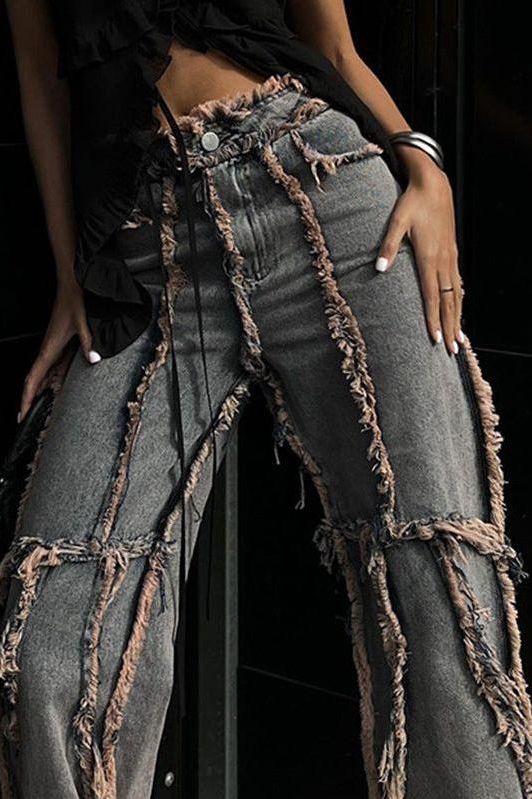 Stilla | Americansk Gade Stil Raw-edge Split Jeans