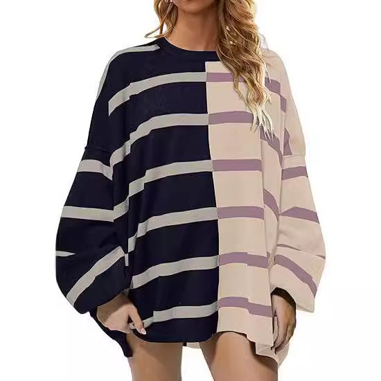Dame Oversized Pullover med stribemønster Stilla