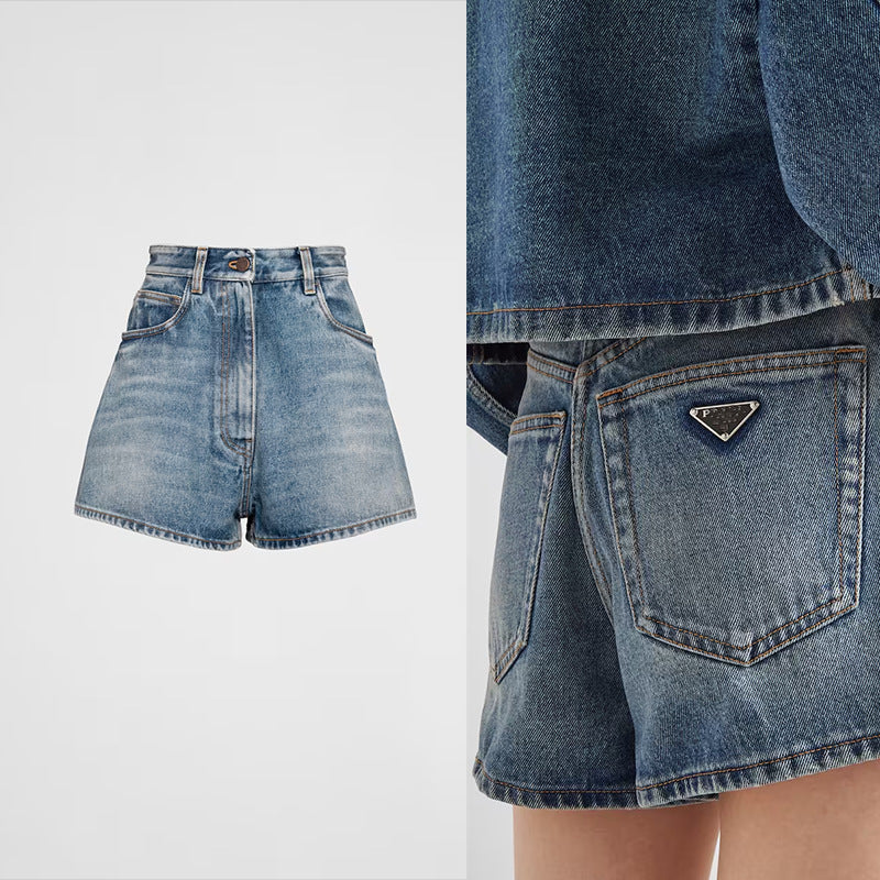 Dame denim-shorts i moderne skæring Stilla