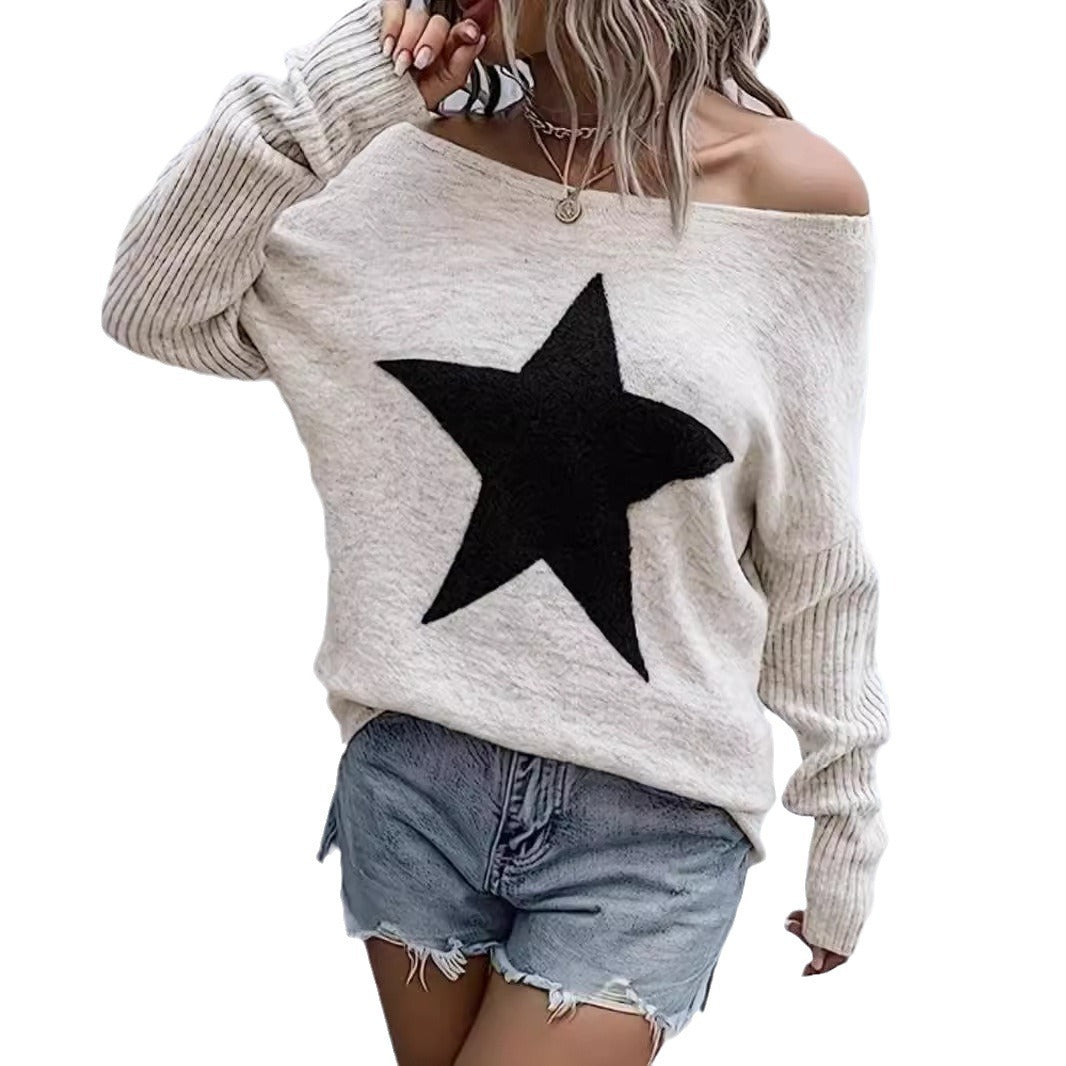 Dame afslappet oversized bluse med stjerneudtryk Stilla