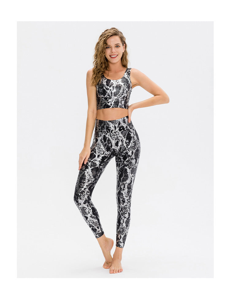 Stilla | Elastisk Slangeprint Yoga Top Stødabsorberende Sports Bh Til Kvinder