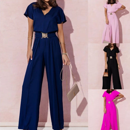 Dame Elegant Jumpsuit med Bælte Detalje Stilla