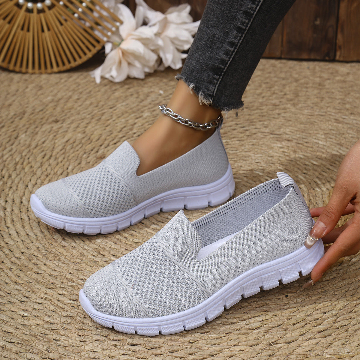 Dame Åndbare Slip-On Sneakers med fleksibel Sålekomfort Stilla