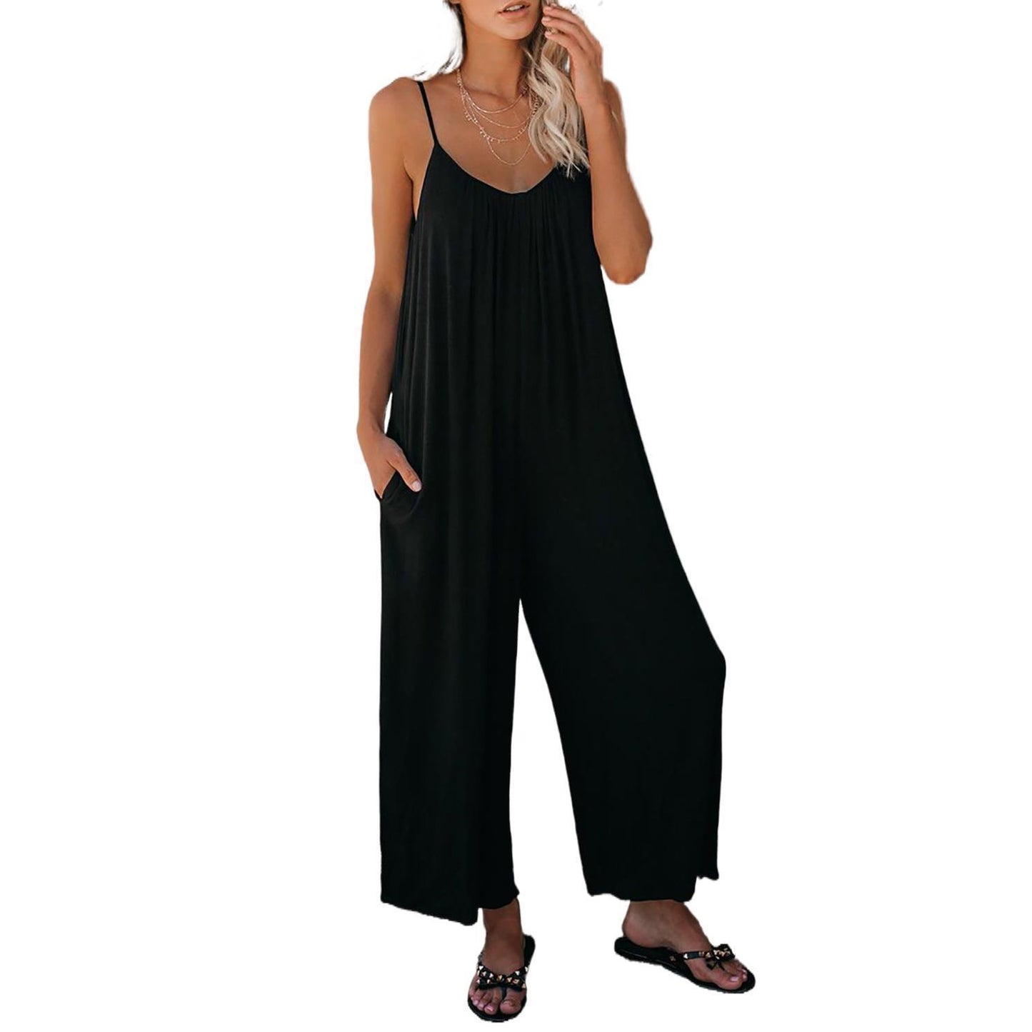 Dame afslappet jumpsuit med bred pasform og praktiske lommer Stilla