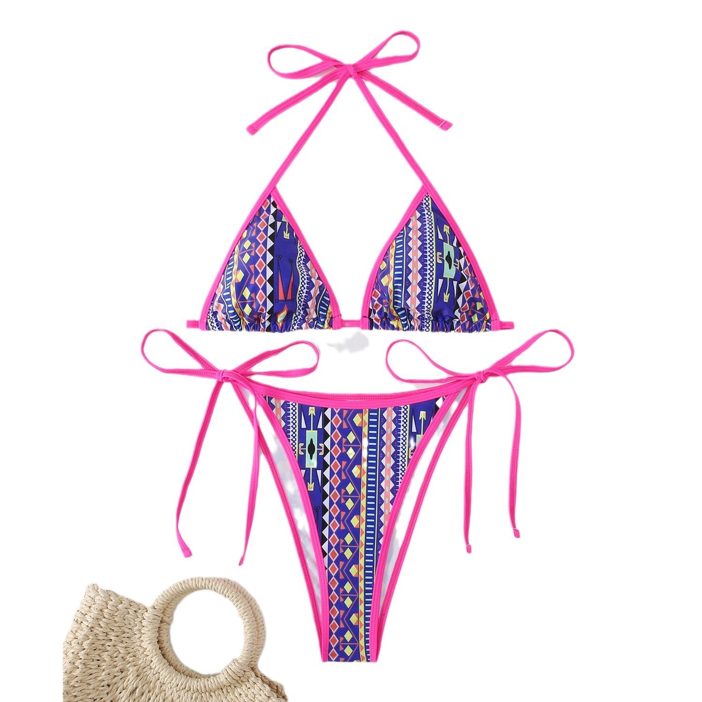 Bikini-sæt med trekantet overdel og høj benudskæring til kvinder Stilla