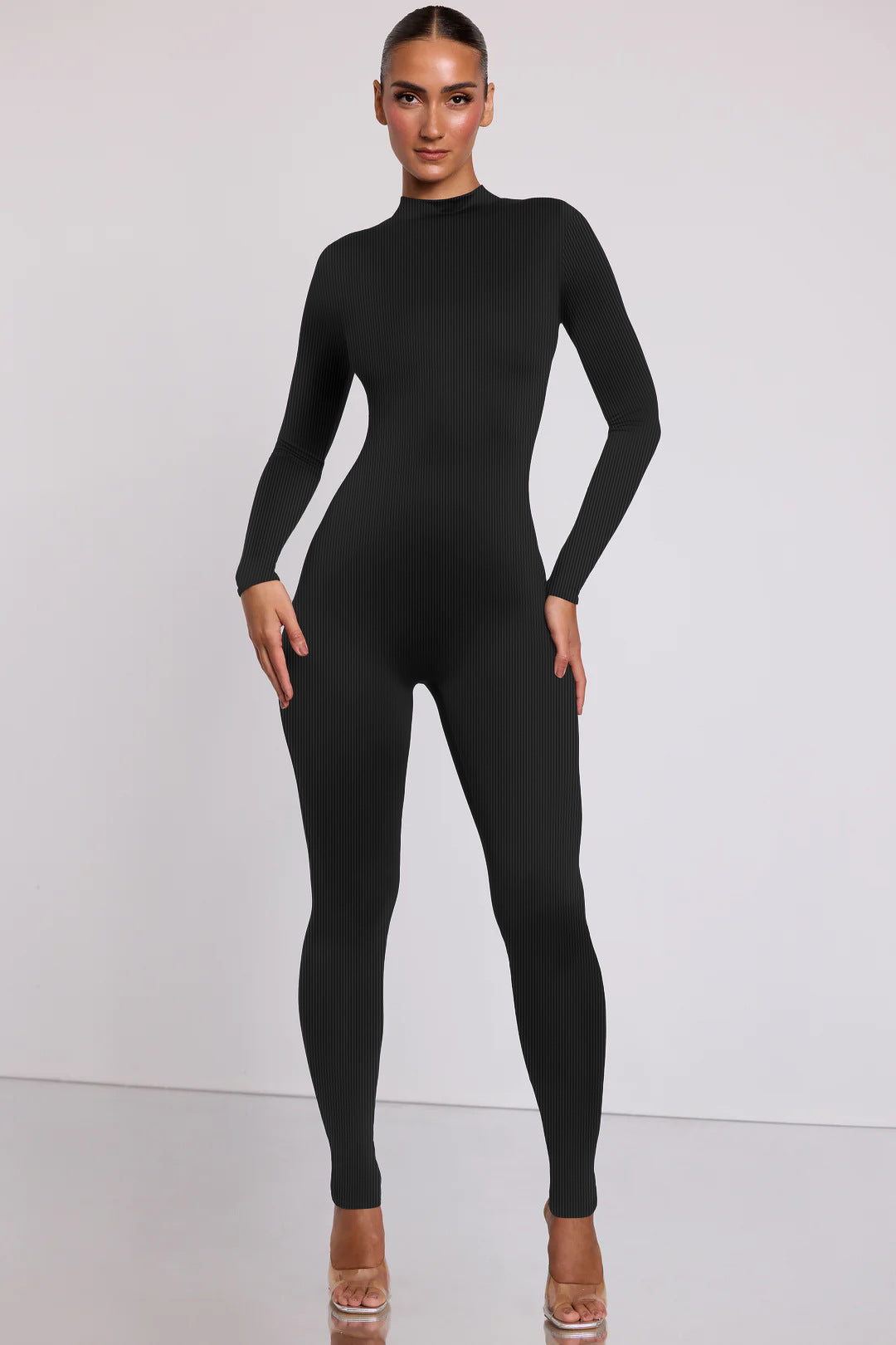 Dame sømløs langærmet jumpsuit med figurformende ribdesign Stilla