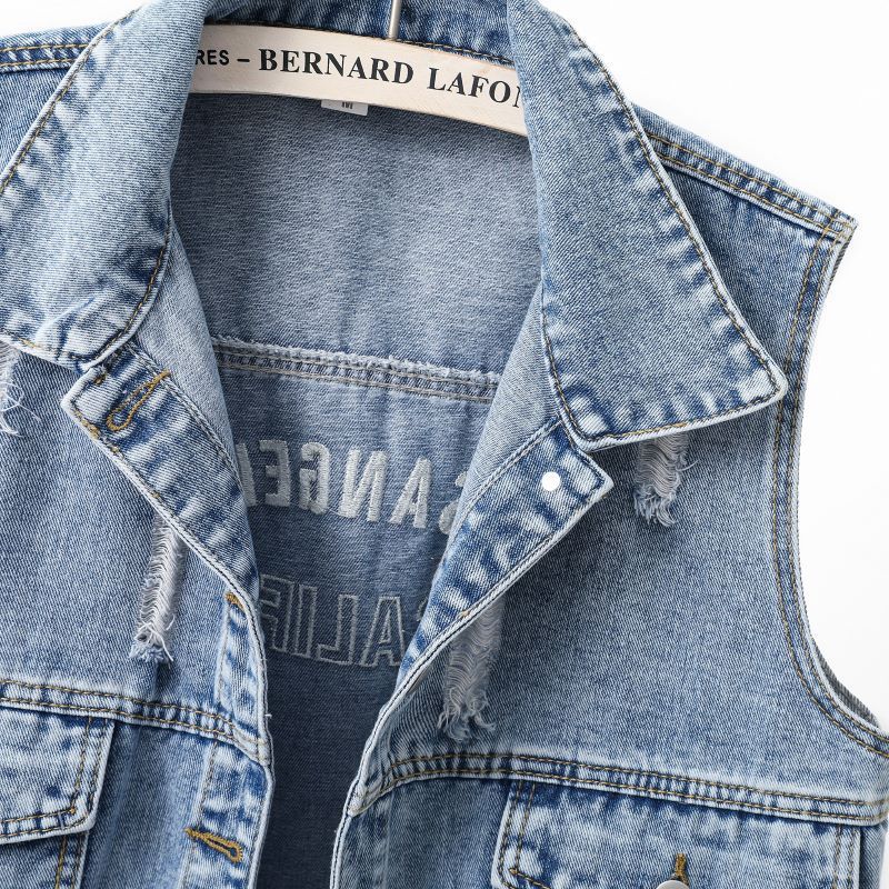 Dame afslappet denimvest med frynser og praktiske lommer Stilla