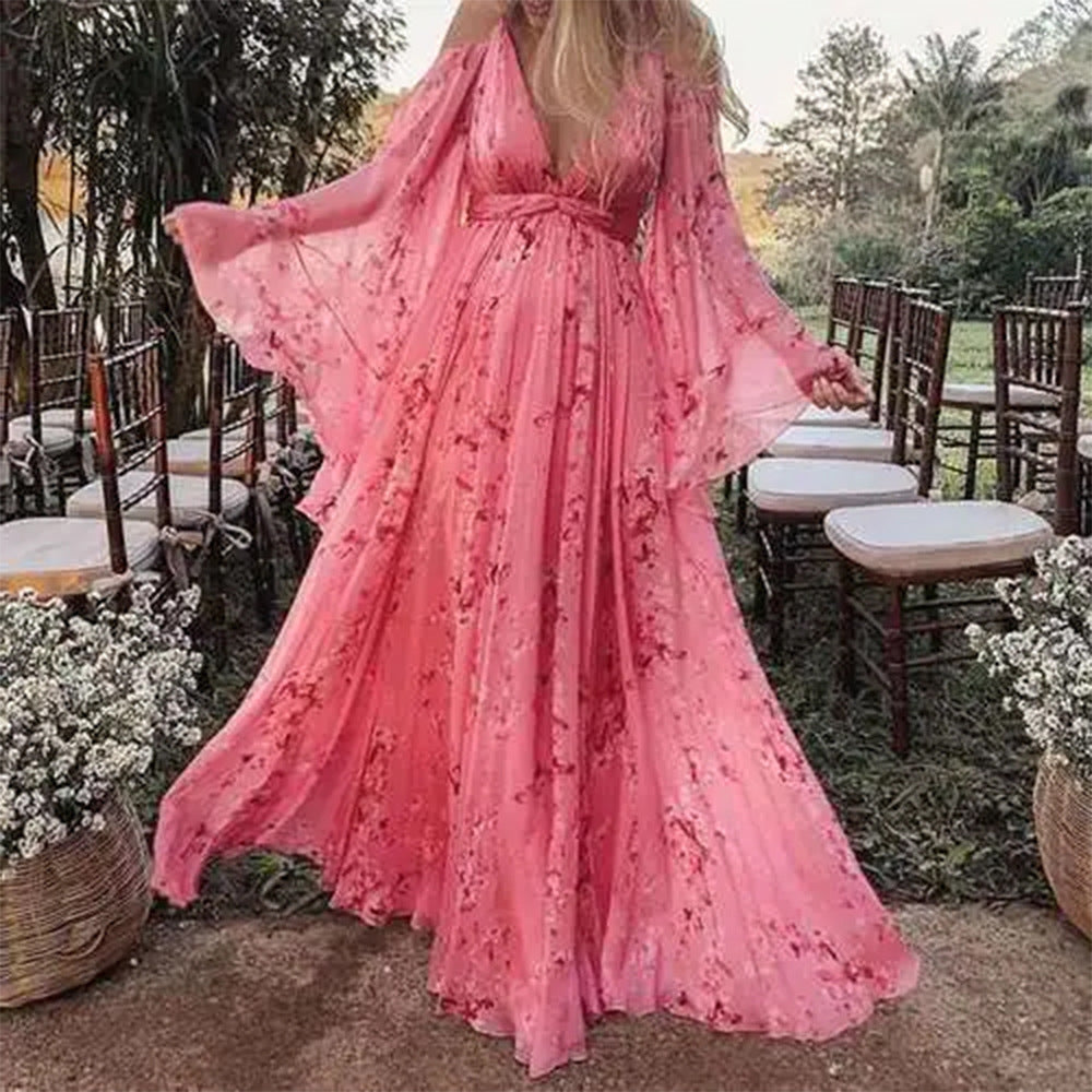 Stilla | Elegante Maxi Kjole Med Paisley Blonde Trim