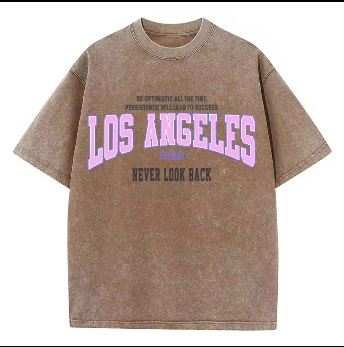 Dame komfortabelt statement T-shirt med retro Los Angeles print Stilla