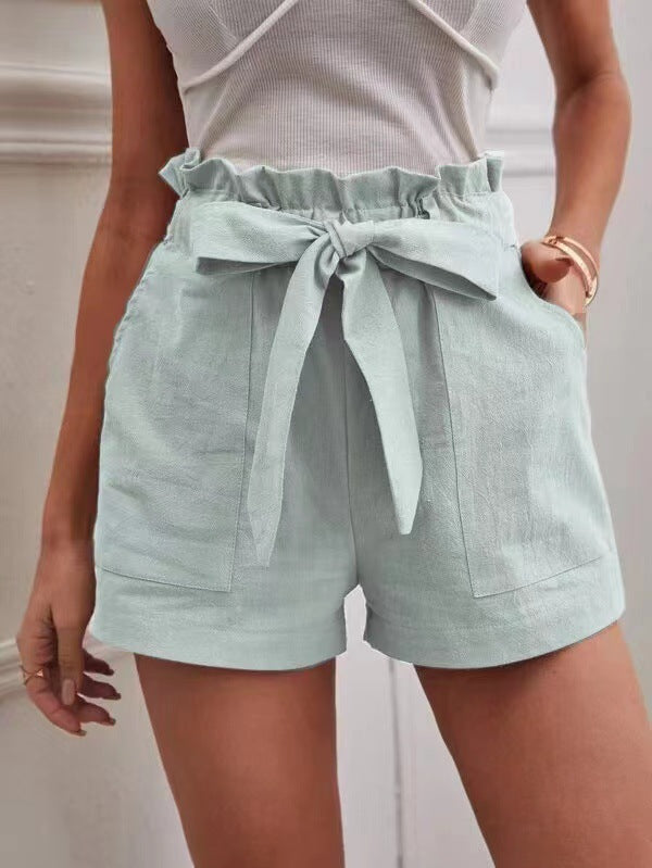 Dame højtaljede shorts med bundet detalje Stilla