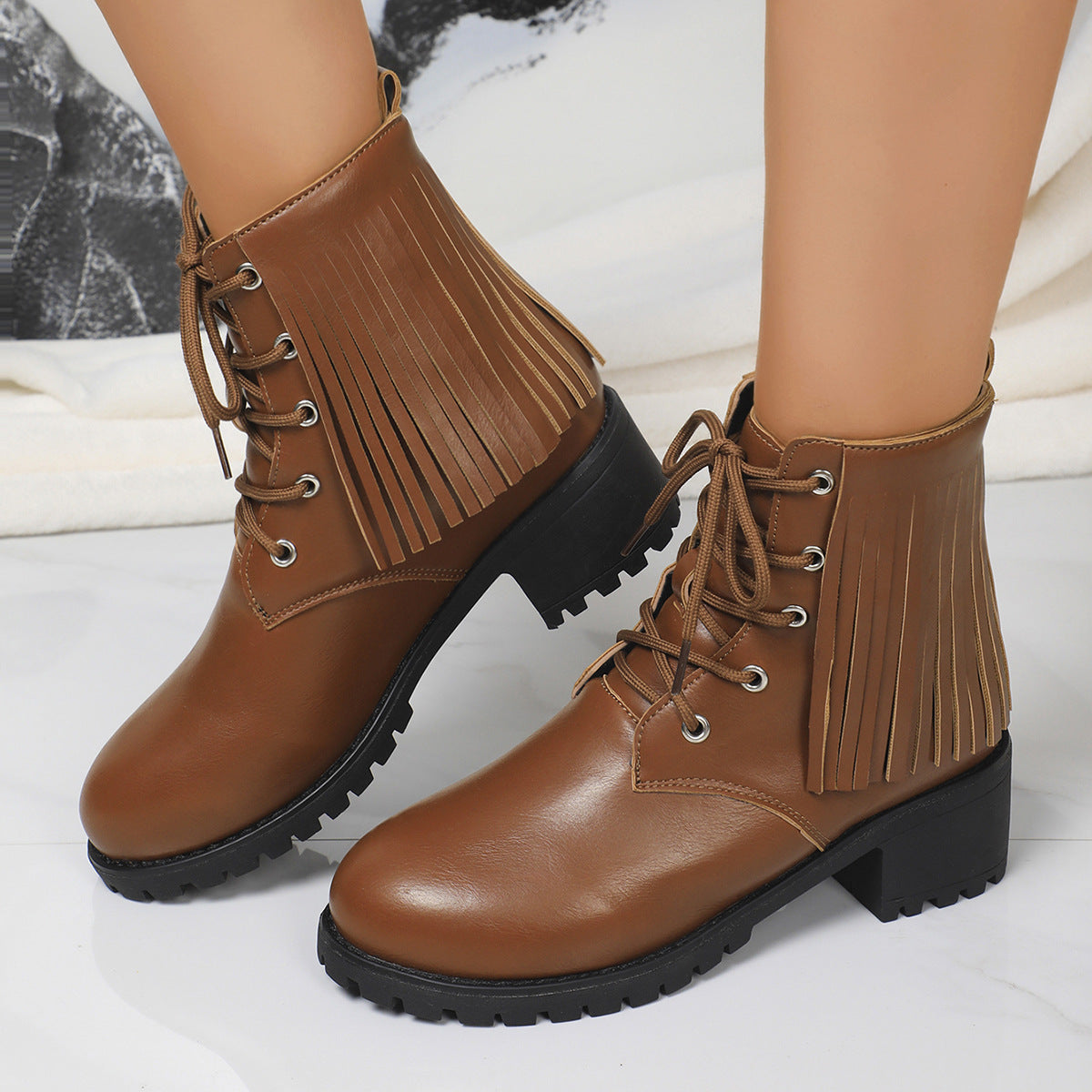 Dame Fringe-Boots med robust design og høj bærekomfort Stilla