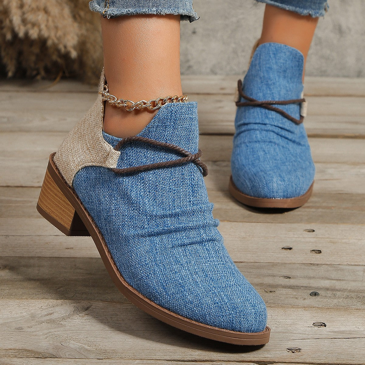 Dame Elegant og moderigtige Ankle Boots med leopardprint og lav blokhæl Stilla