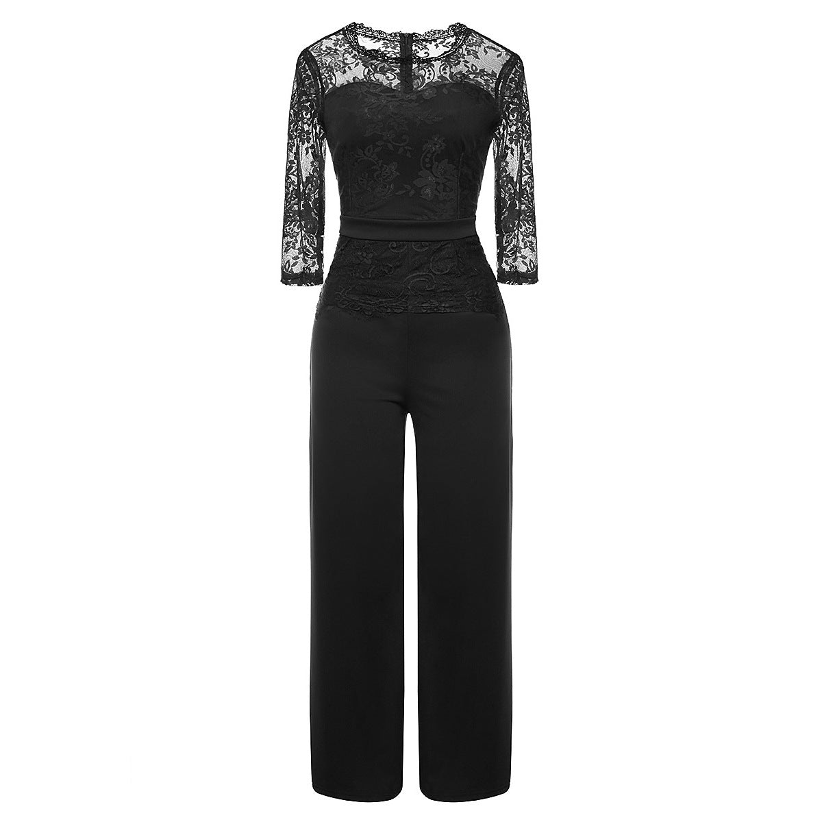 Dame Elegant Jumpsuit med spidstop og vid ben Stilla