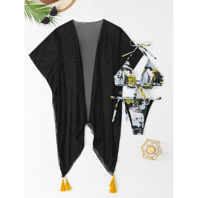 Dame Badetøj Sæt med moderigtig Kimono og trendy Bikini Stilla