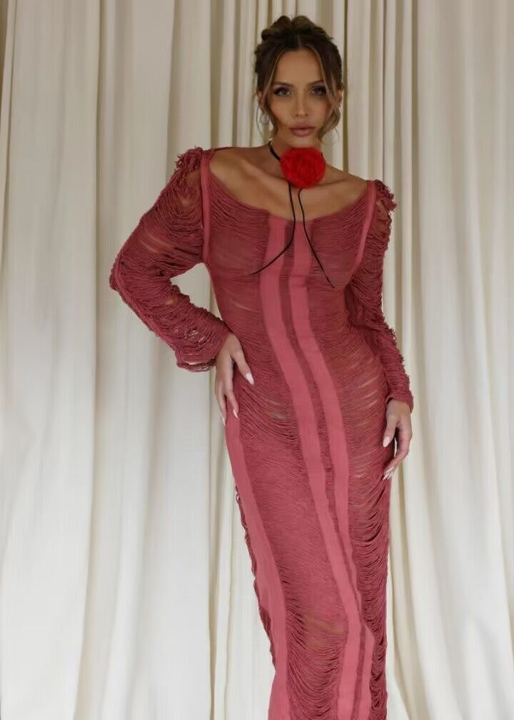 Dame Elegant gennemsigtigt kjole med raffineret ruffles-design Stilla