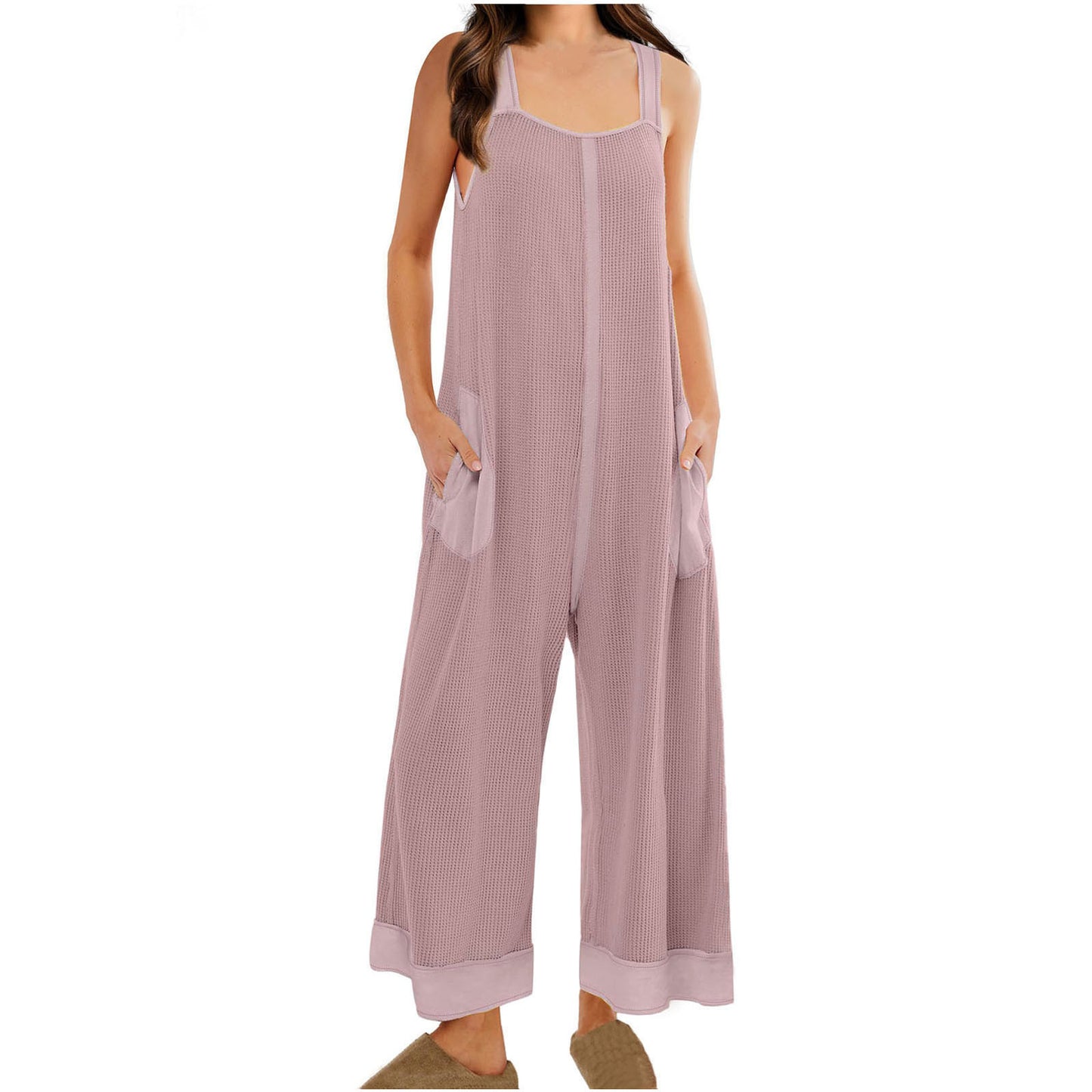 Dame afslappet Jumpsuit med sidelommer og bredt ben Stilla