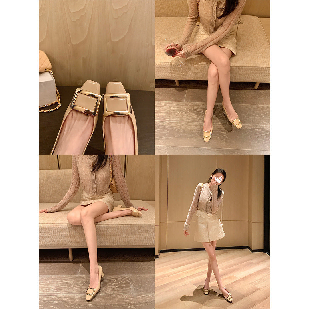 Dame Elegant Lacklæder Blokhæl Pumps Stilla