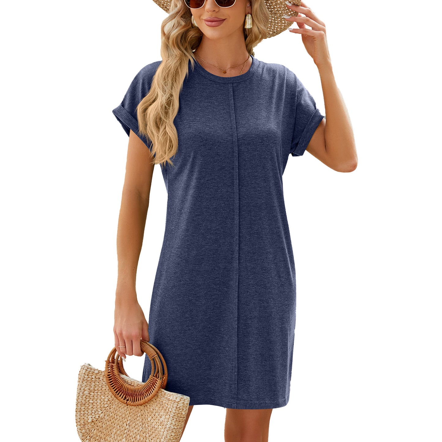 Dame afslappet kortærmet kjole i minimalistisk design Stilla