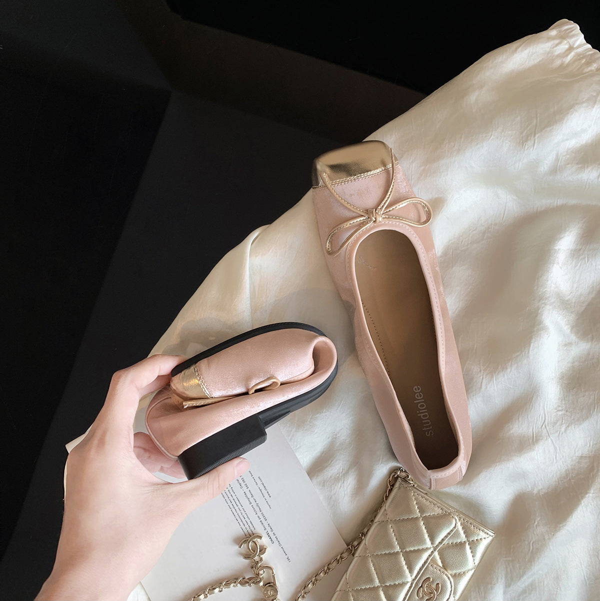 Femme Klassiske Sløjfe-Detail Ballerina Flats Stilla