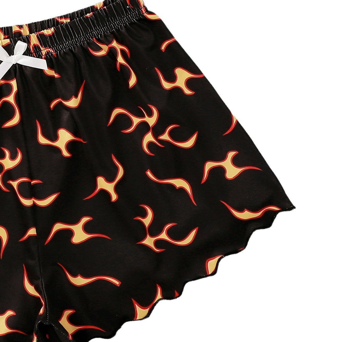 Dame cropped top og shorts sæt med kreativ flammemønster Stilla