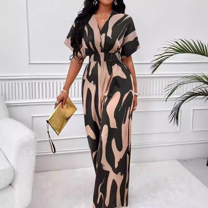 Dame Elegant Jumpsuit med dyb V-udskæring og moderigtigt snit Stilla
