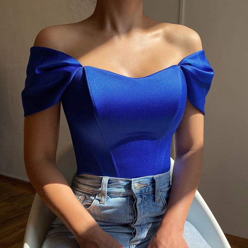 Dame Langærmet Bodysuit med skulderfri design og puffærmer Stilla