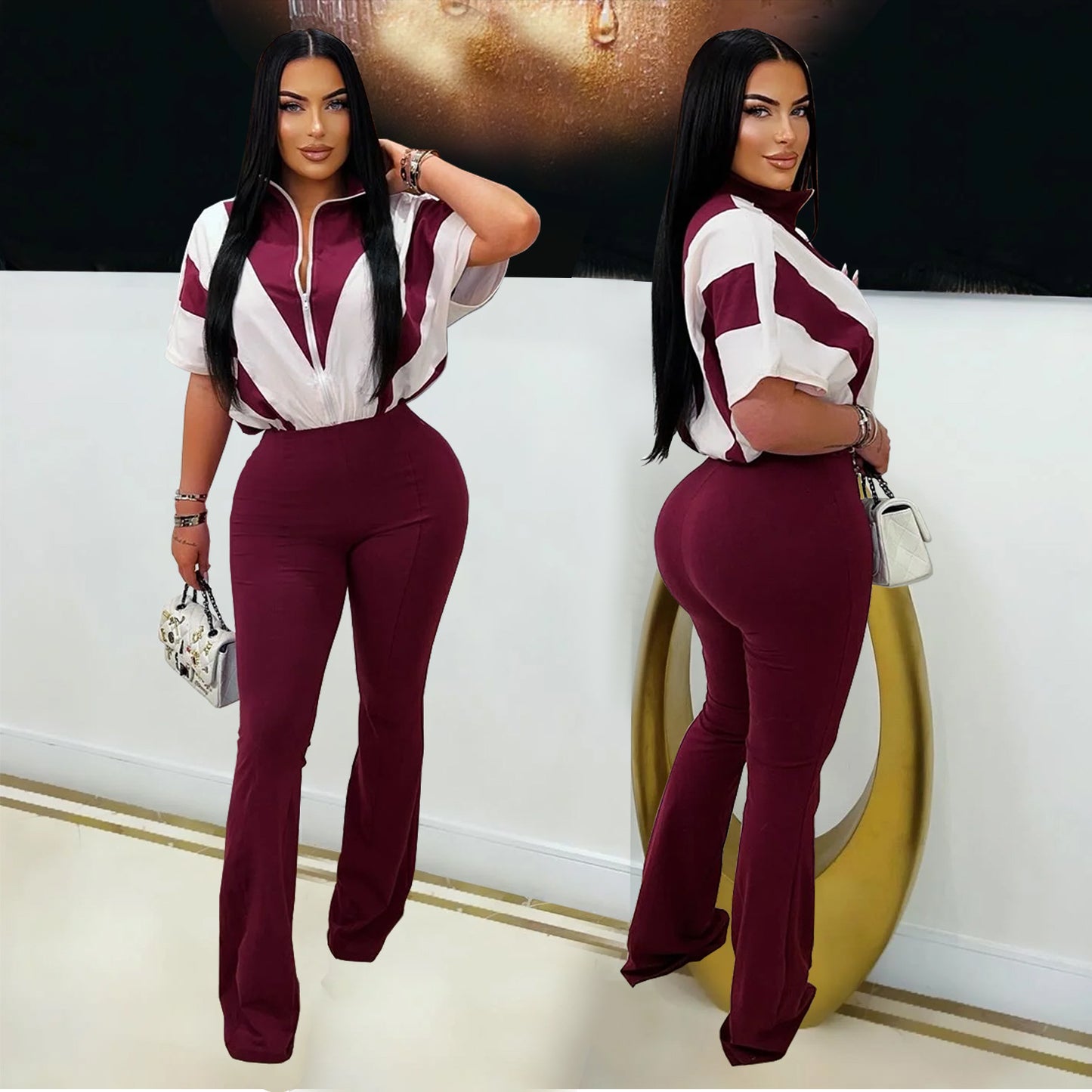 Dame Elegant og behagelig jumpsuit med stilfuld krave og bredt ben Stilla