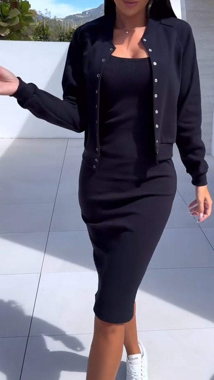 Dame Sporty Kjole med matchende Cardigan Stilla