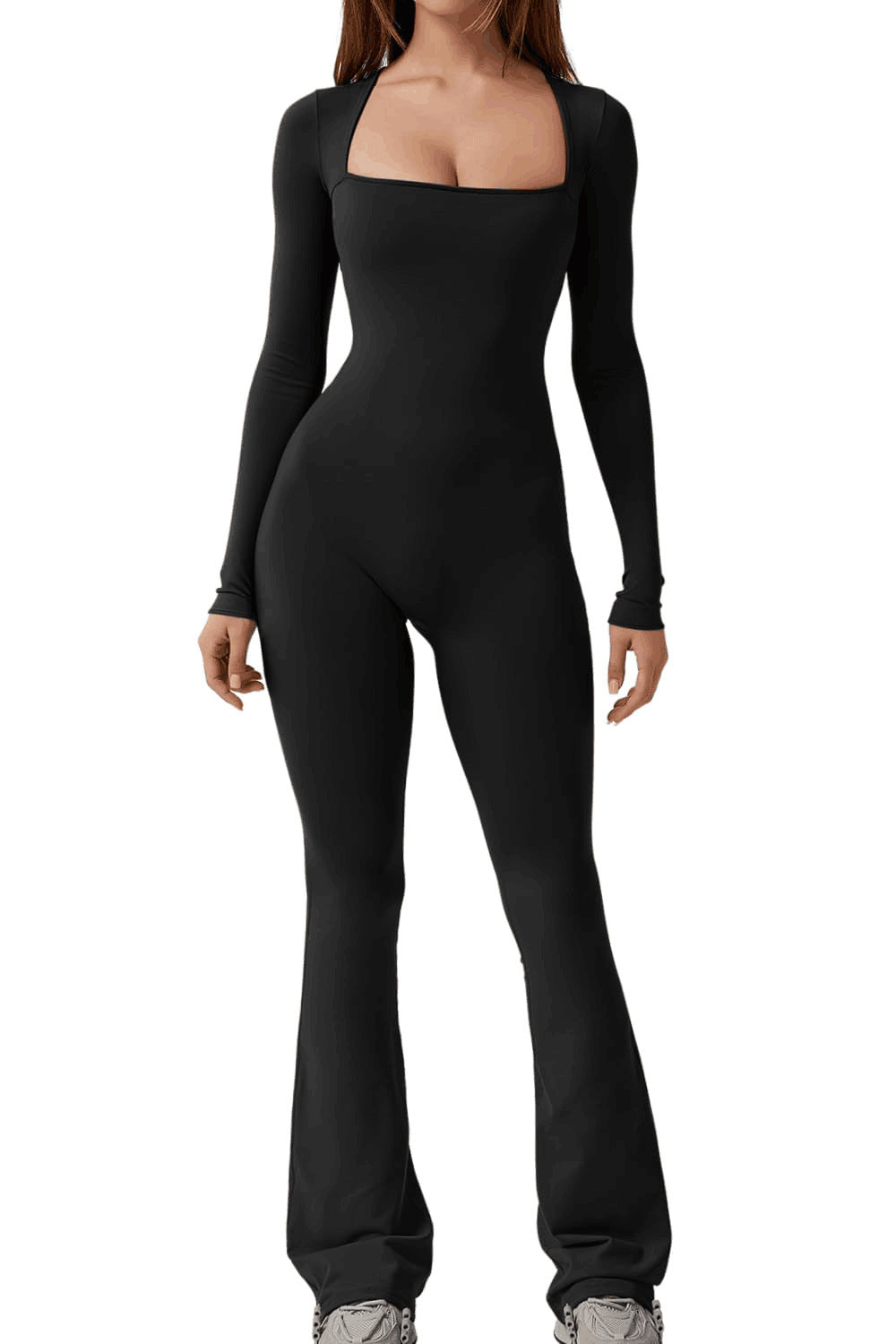 Dame Figurtilpasset Jumpsuit med lange ærmer og bred ben Stilla