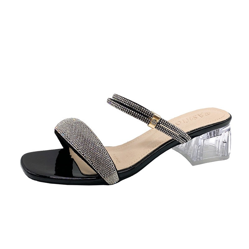 Dame Elegant dekorerede sandaler med gennemsigtig blokhæl Stilla