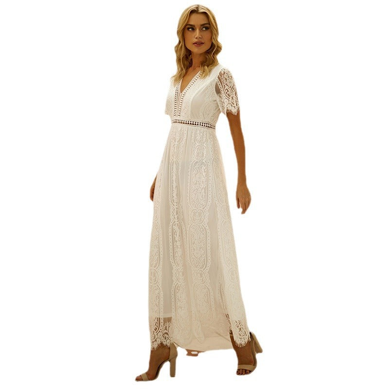 Dame Elegant Bohemian Spids Maxi Kjole Stilla