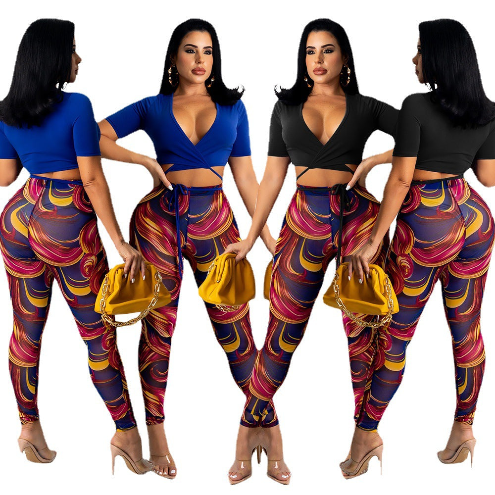Damer Vibrante Abstrakt Tryk Høj Talje Leggings Stilla