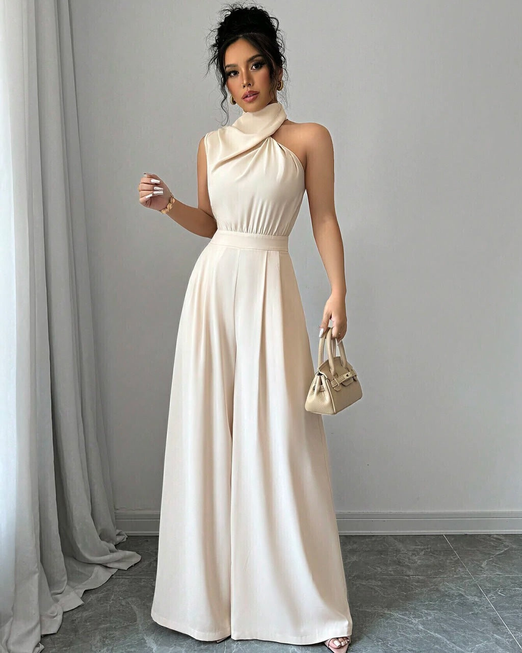 Dame Højkrave Bredbenet Jumpsuit Stilla