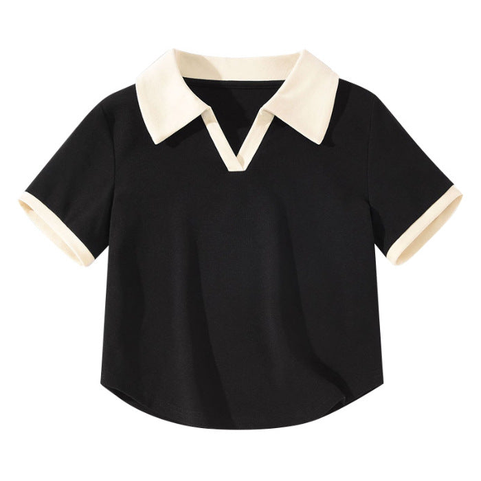 Femme Chic Farveblok Polo Top Stilla