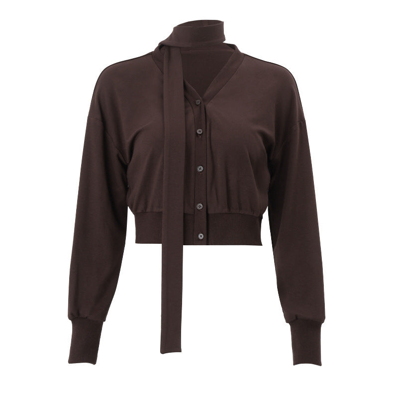 Dame cropped Cardigan med innovativ snøredetalje Stilla