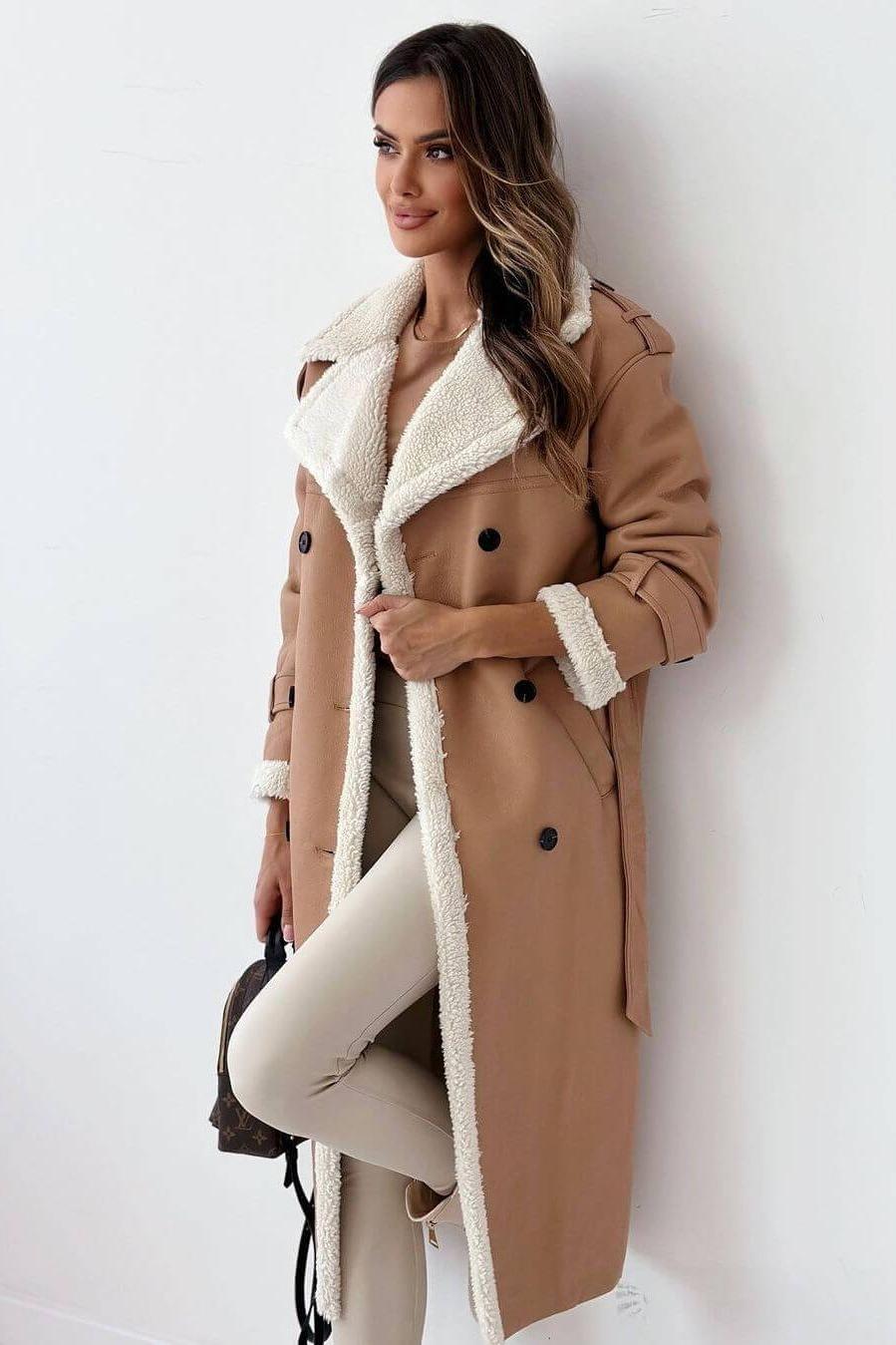 Stilla | Double Wear Lapel Læder Plush Frakke