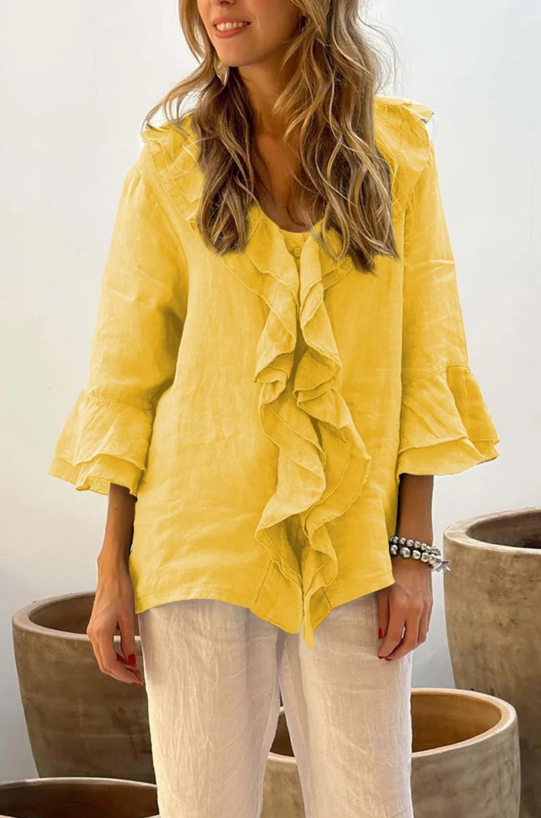 Stilla | Stilfuld Rynket Bluse