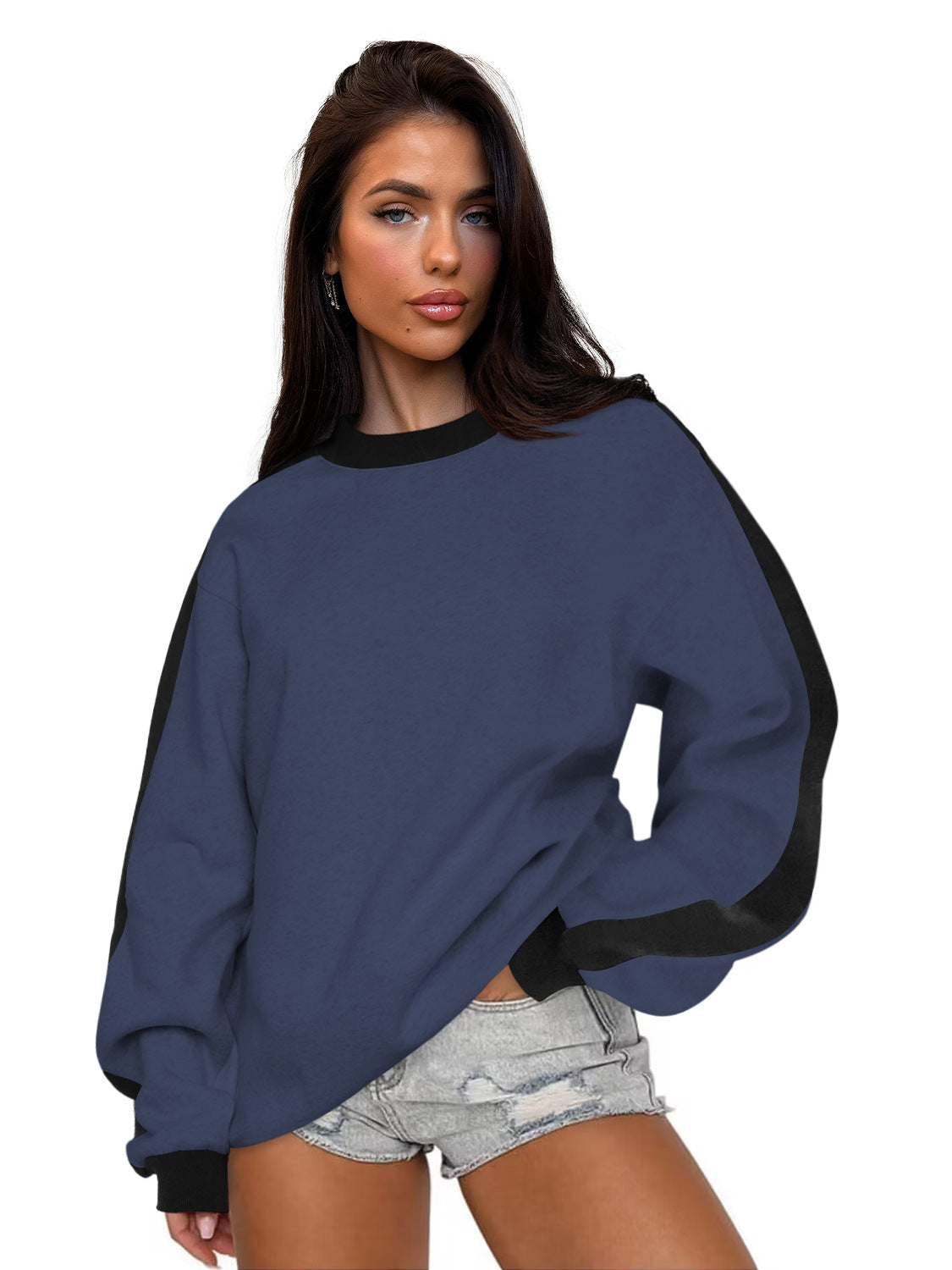 Dame mode sweatshirts med kontrastærmer Stilla