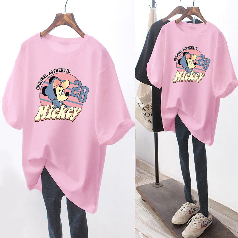 Dame T-shirt med Mickey Mouse design og afslappet oversized skæring Stilla