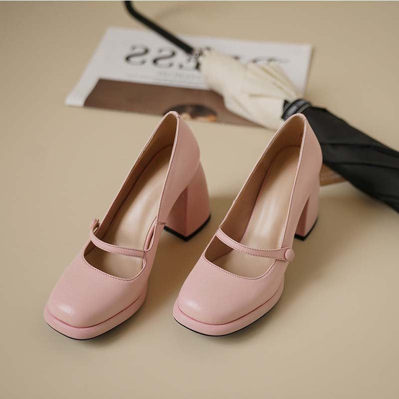 Femme Chunky Heel Mary Jane Pumps med dekorativ strop Stilla