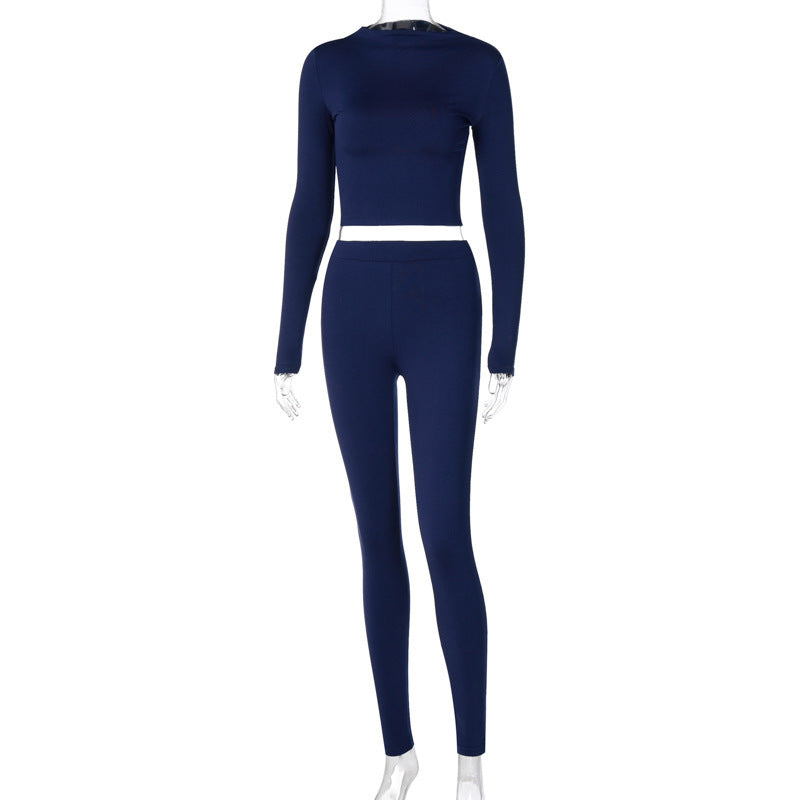 Dame Sporty sæt med tætsiddende, langærmet top og høj talje leggings Stilla