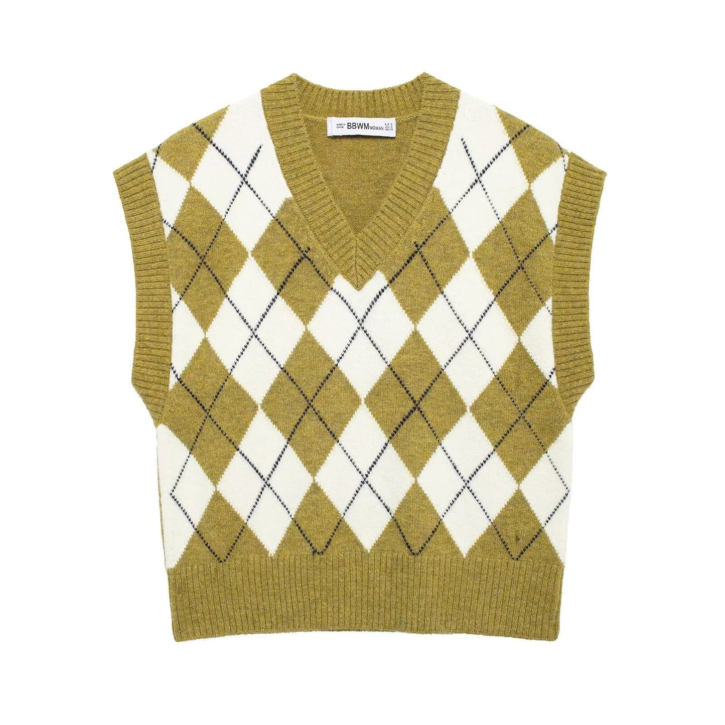 Dame Argyle Strik Ærmeløs Sweater Vest Stilla